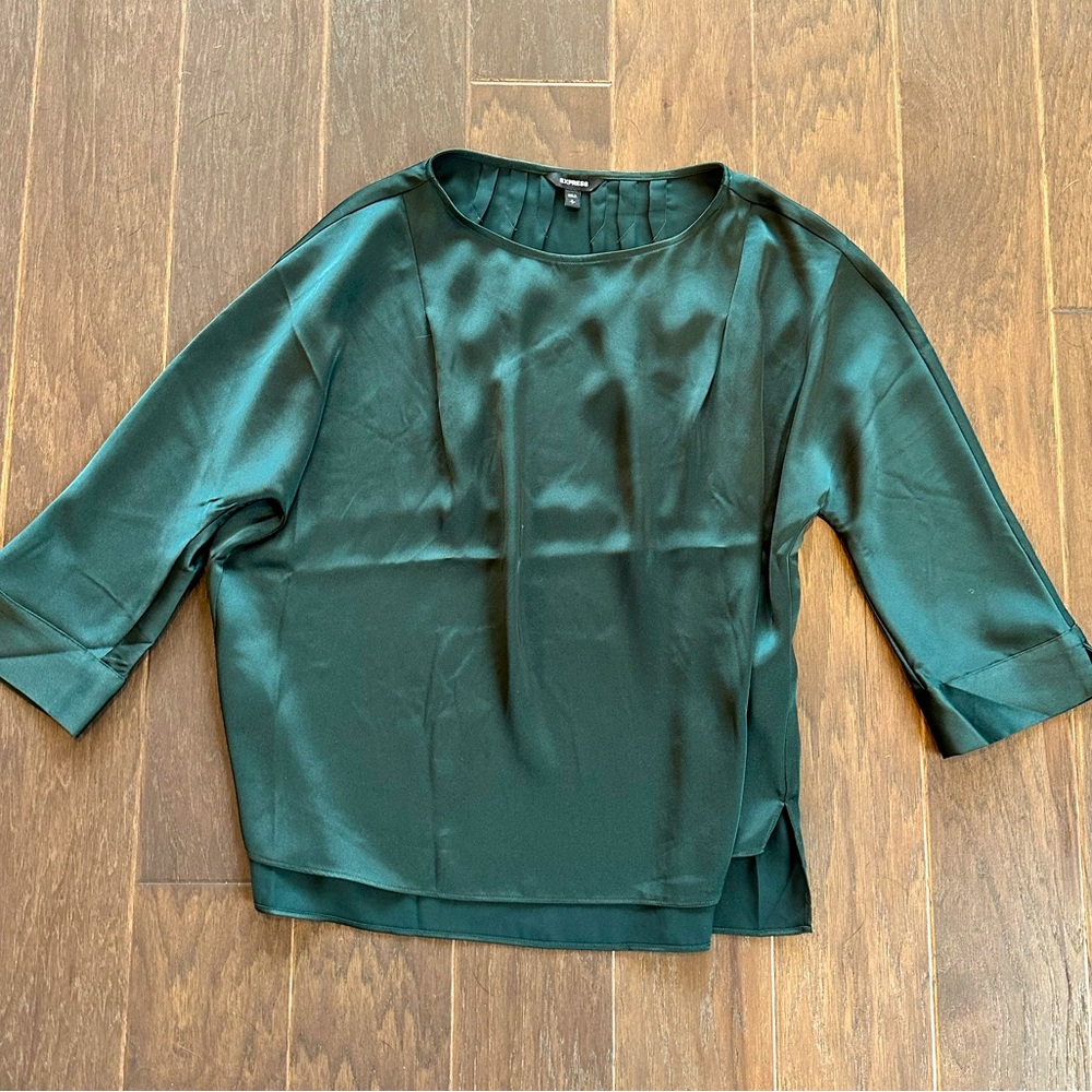 Express emerald green silk top